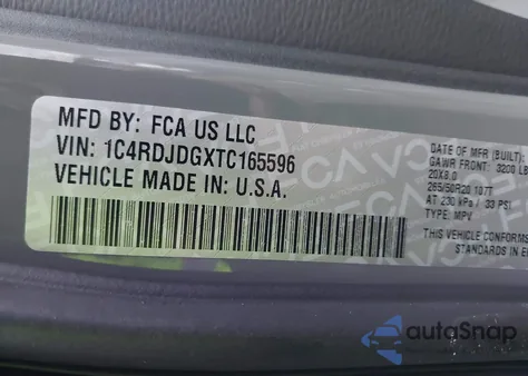 2026 Dodge Durango Gt Awd z USA, uszkodzony, nr VIN 1C4RDJDGXTC165596